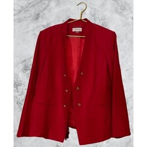 NWT Calvin Klein Red Blazer Jacket Gold Buttons Women's Plus Size 22W 22F 22M